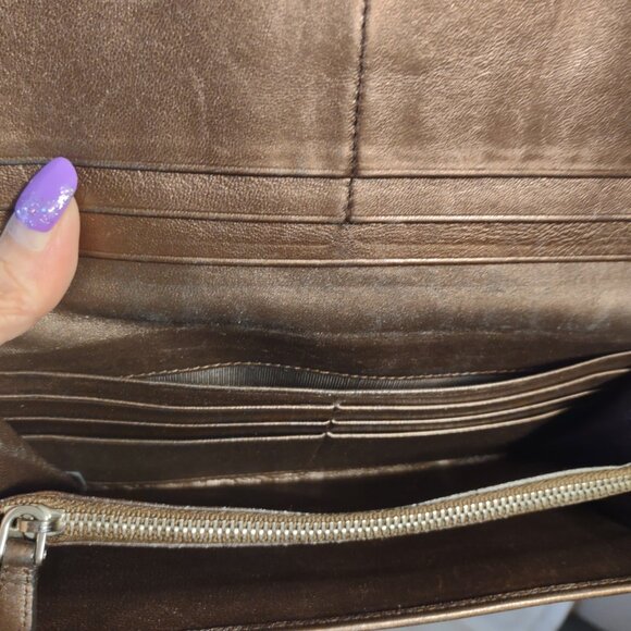 PRADA Nappa Gaufre Women's Metallic Copper Leather Bi-Fold Wallet - Picture 11 of 16